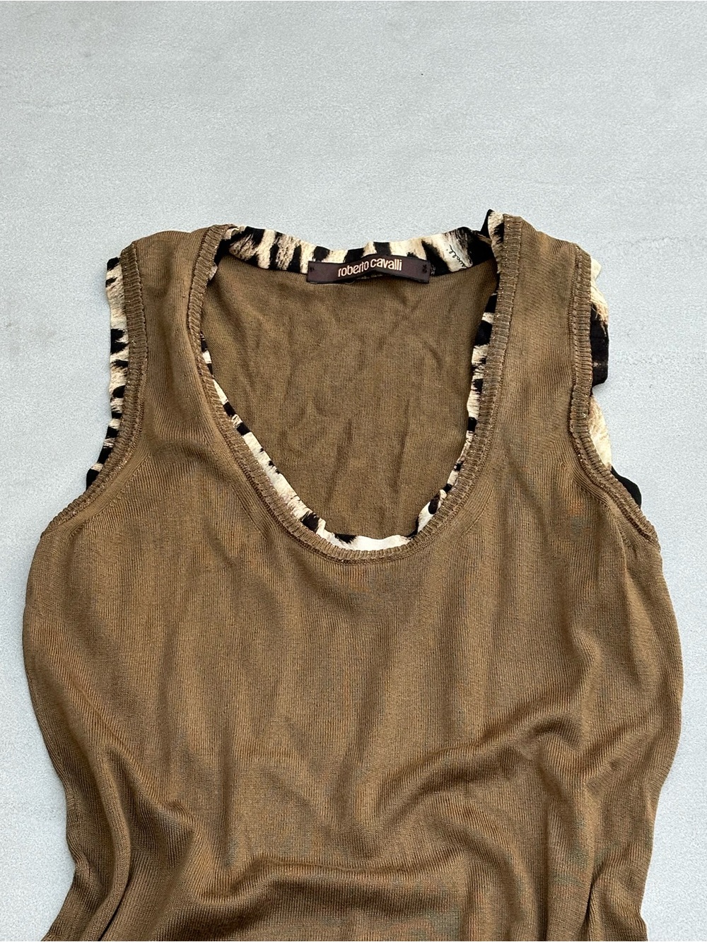 Roberto Cavalli Brown Sleeveless Knit Tank Top - Picture 2 of 4